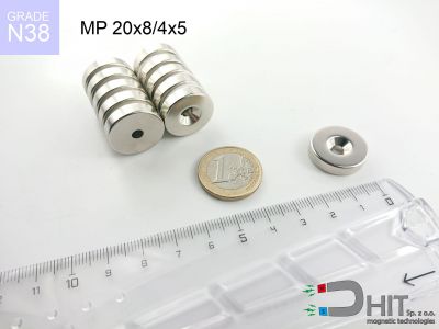 MP 20x8/4x5 N38 - neodymowe magnesy pierścieniowe