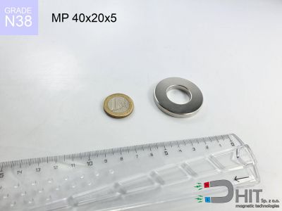 MP 40x20x5 N38 - magnesy neodymowe pierścieniowe