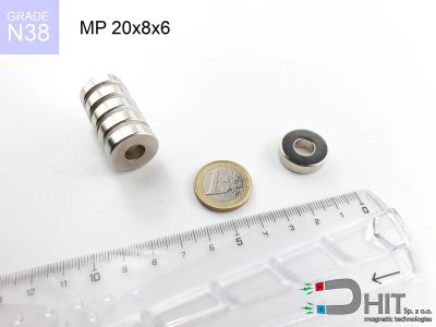MP 20x8x6 N38 - magnesy neodymowe pierścieniowe