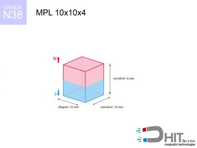 MPL 10x10x4 N38 magnes neodymowy płytkowy