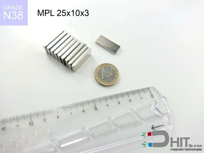 MPL 25x10x3 N38 - magnesy neodymowe płytkowe