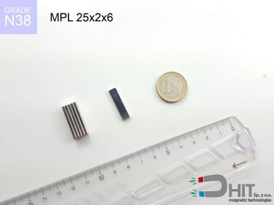 MPL 25x2x6 N38 magnes neodymowy płytkowy