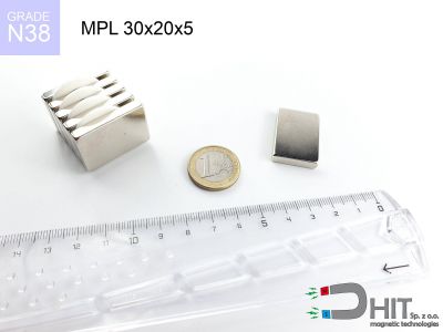 MPL 30x20x5 N38 - magnesy neodymowe płaskie