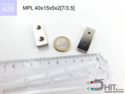 MPL 40x15x5x2[7/3.5] N38 - magnesy neodymowe płaskie
