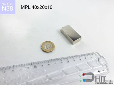 MPL 40x20x10 N38 - magnesy w kształcie sztabki