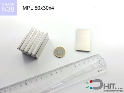 MPL 50x30x4 N38 - neodymowe magnesy płytkowe