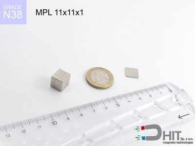 MPL 11x11x1 N38 - magnesy w kształcie sztabki