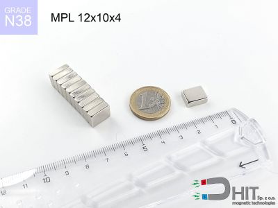 MPL 12x10x4 N38 magnes neodymowy płytkowy