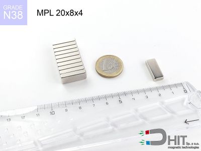 MPL 20x8x4 N38 - magnesy neodymowe płytkowe