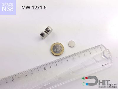 MW 12x1.5 N38 - neodymowe magnesy walcowe
