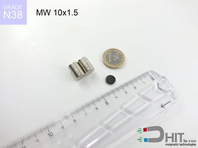 MW 10x1.5 N38 - magnesy w kształcie krążka