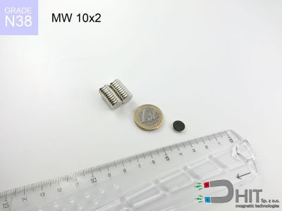 MW 10x2 N38 - magnesy w kształcie krążka