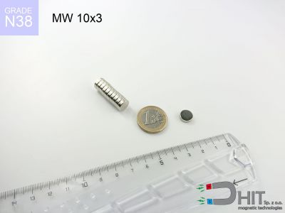 MW 10x3 N38 - magnesy w kształcie krążka