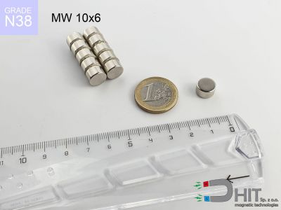 MW 10x6 N38 - magnesy w kształcie krążka