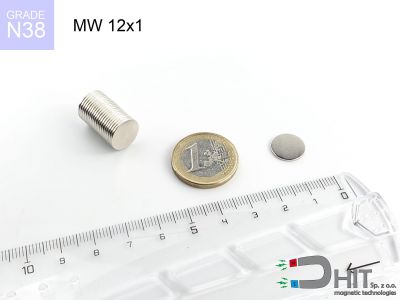 MW 12x1 N38 - magnesy w kształcie walca