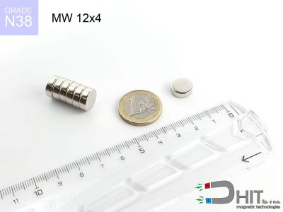 MW 12x4 N38 - magnesy w kształcie walca