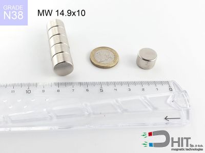 MW 14.9x10 N38 magnes walcowy