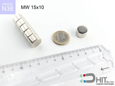 MW 15x10 N38 - magnesy neodymowe walcowe