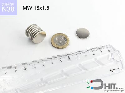 MW 18x1.5 N38 - neodymowe magnesy walcowe