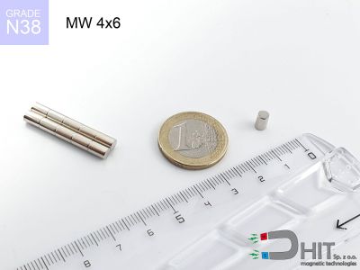 MW 4x6 N38 - magnesy neodymowe walcowe