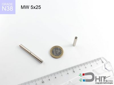 MW 5x25 N38 - neodymowe magnesy walcowe