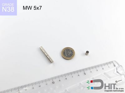 MW 5x7 N38 - magnesy w kształcie walca
