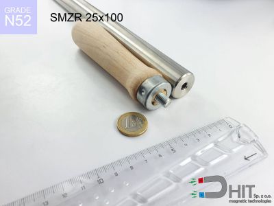SMZR 25x100 N52 - separatory pałki z magnesami neodymowymi z drewnianym chwytem