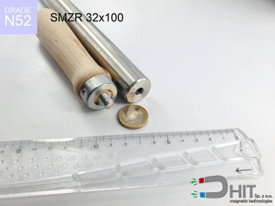 SMZR 32x100 N52 - separatory pałki magnetyczne z drewnianą rączką