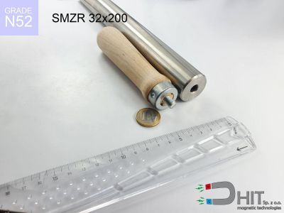 SMZR 32x200 N52 - separatory chwytaki z neodymowymi magnesami z drewnianą rękojeścią