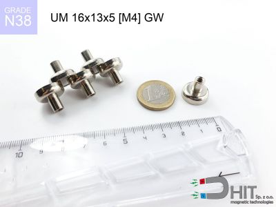 UMGW 16x13x5 [M4] GW N38 - uchwyty magnetyczne z gwintem wewnętrznym