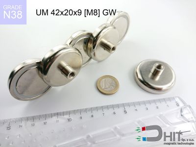 UMGW 42x20x9 [M8] GW [N38] - uchwyt magnetyczny gwint wewnętrzny