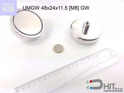 UMGW 48x24x11.5 [M8] GW N38 - magnesy w uchwycie z gwintem wewnętrznym