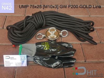 UMP 75x25 [M10x3] GW F200 GOLD Lina N42 - magnetyczne uchwyty do łowienia w wodzie