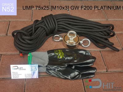 UMP 75x25 [M10x3] GW F200 PLATINIUM Lina N52 - uchwyty magnetyczne do szukania w wodzie
