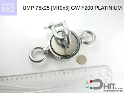 UMP 75x25 [M10x3] GW F200 PLATINIUM N52 - uchwyty magnetyczne do łowienia w wodzie