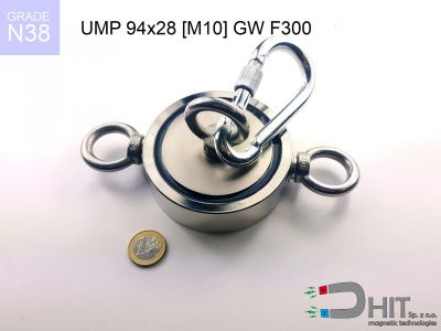 UMP 94x28 [3xM10] GW F300 GOLD N38 - neodymowe magnesy do szukania w wodzie