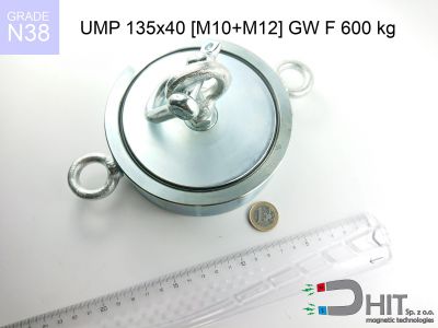 UMP 135x40 [M10+M12] GW F 600 kg N38 - neodymowe magnesy do poszukiwań w wodzie