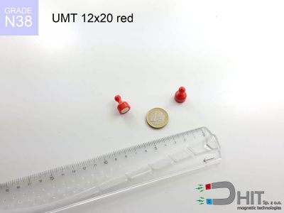 UMT 12x20 red N38 - uchwyty magnetyczne do tablic