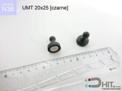 UMT 20x25 black N38 - klipsy magnetyczne do tablic
